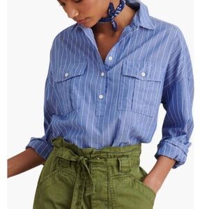 Alex Mill Stripe Oversize Popover Shirt Blue White Cotton Small